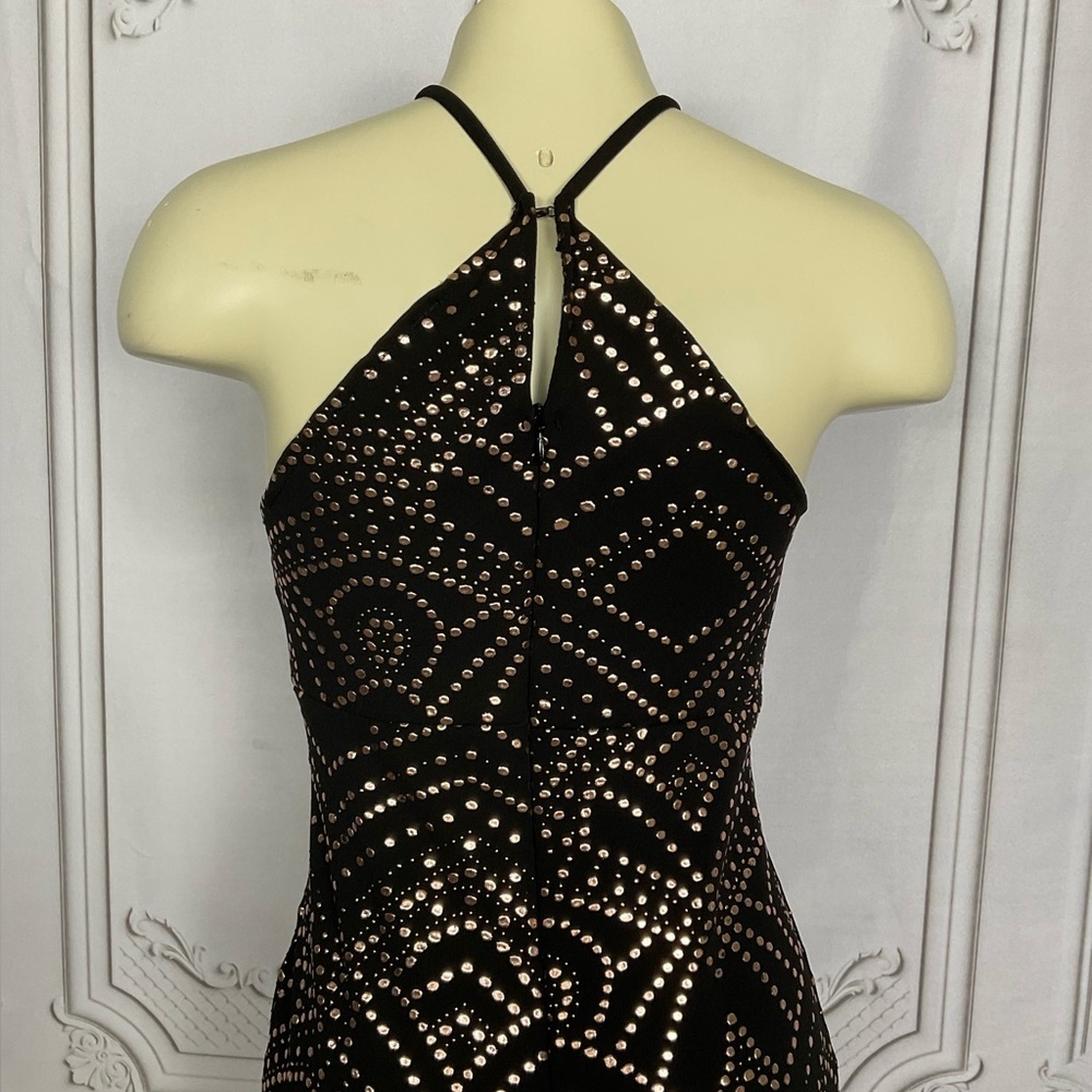 Jump Apparel Black & Gold Bronze Mermaid Style Halter Evening Gown Women 1 / 2 - Picture 4 of 8
